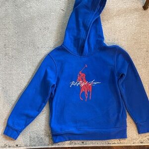 Polo by Ralph Lauren Kids Royal Blue Hoodie with Red Logo size 6.